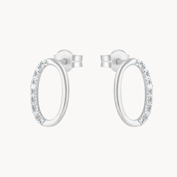 pendientes oro blanco 18 kilates ovalo con diamantes tea