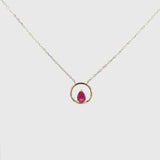 Colgante Oro 18 kt aro con circonita roja Temis