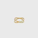 Anillo Oro 18 kt  doble cruzado diamantes Maela