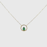 Colgante Oro 18 kt aro con circonita verde Temis