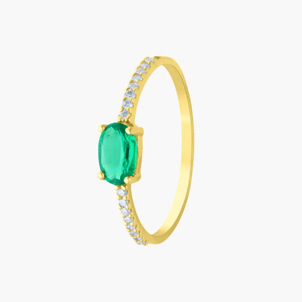 Anillo Oro 18 kilates esmeralda y diamantes Petra