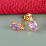 Pendientes Oro 18kt amatista diamantes