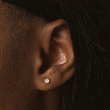 PENDIENTES CON DIAMANTE CHATON 0.030 QUILATES PUNTO DE LUZ