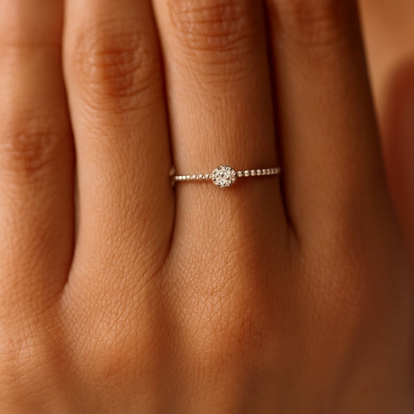 ANILLO SOLITARIO BOLAS CON DIAMANTE 0.12 QUILATES ALYSE