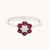 ANILLO FLOR CIRCONITAS ROJAS Y BLANCAS MAHSA