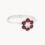 ANILLO FLOR CIRCONITAS ROJAS Y BLANCAS MAHSA