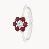 ANILLO FLOR CIRCONITAS ROJAS Y BLANCAS MAHSA