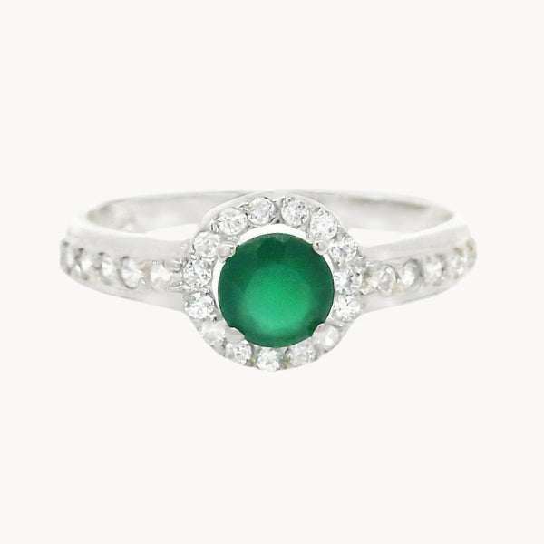 ANILLO CIRCONITA VERDE Y CIRCONITAS BLANCAS BRITTANI