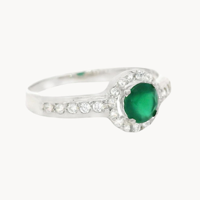 ANILLO CIRCONITA VERDE Y CIRCONITAS BLANCAS BRITTANI