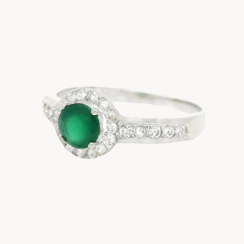 ANILLO CIRCONITA VERDE Y CIRCONITAS BLANCAS BRITTANI