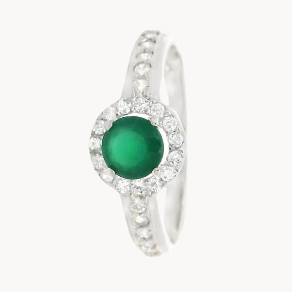 ANILLO CIRCONITA VERDE Y CIRCONITAS BLANCAS BRITTANI