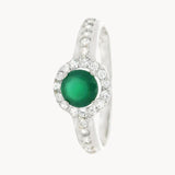 ANILLO CIRCONITA VERDE Y CIRCONITAS BLANCAS BRITTANI