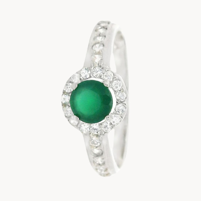 ANILLO CIRCONITA VERDE Y CIRCONITAS BLANCAS BRITTANI