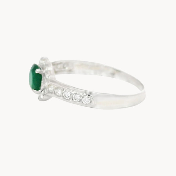 ANILLO CIRCONITA VERDE Y CIRCONITAS BLANCAS BRITTANI