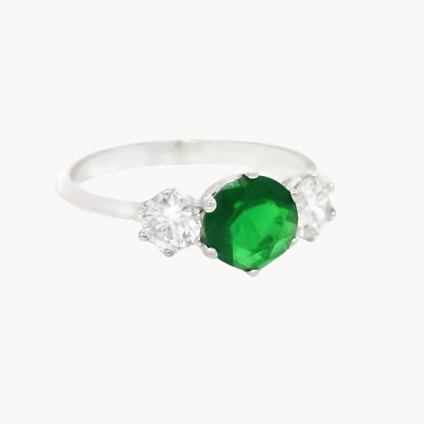 ANILLO CIRCONITA VERDE Y CIRCONITAS BLANCAS ERMA