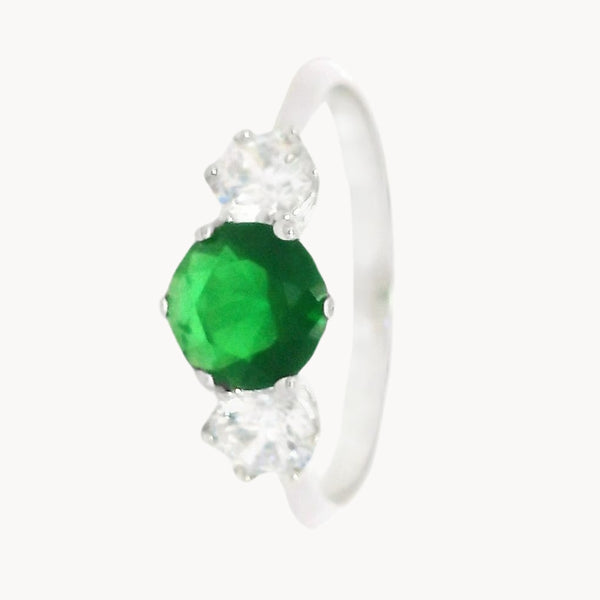 ANILLO CIRCONITA VERDE Y CIRCONITAS BLANCAS ERMA