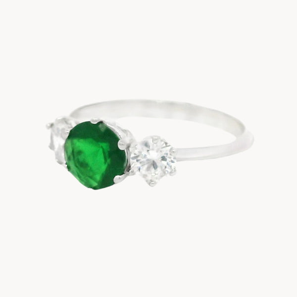 ANILLO CIRCONITA VERDE Y CIRCONITAS BLANCAS ERMA