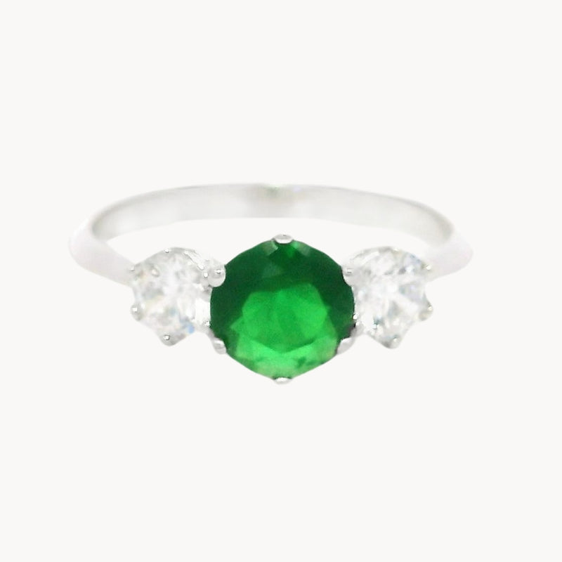 ANILLO CIRCONITA VERDE Y CIRCONITAS BLANCAS ERMA