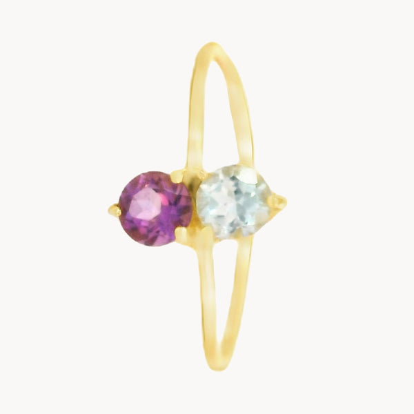 ANILLO TOPACIO AZUL Y AMATISTA MARGARETA