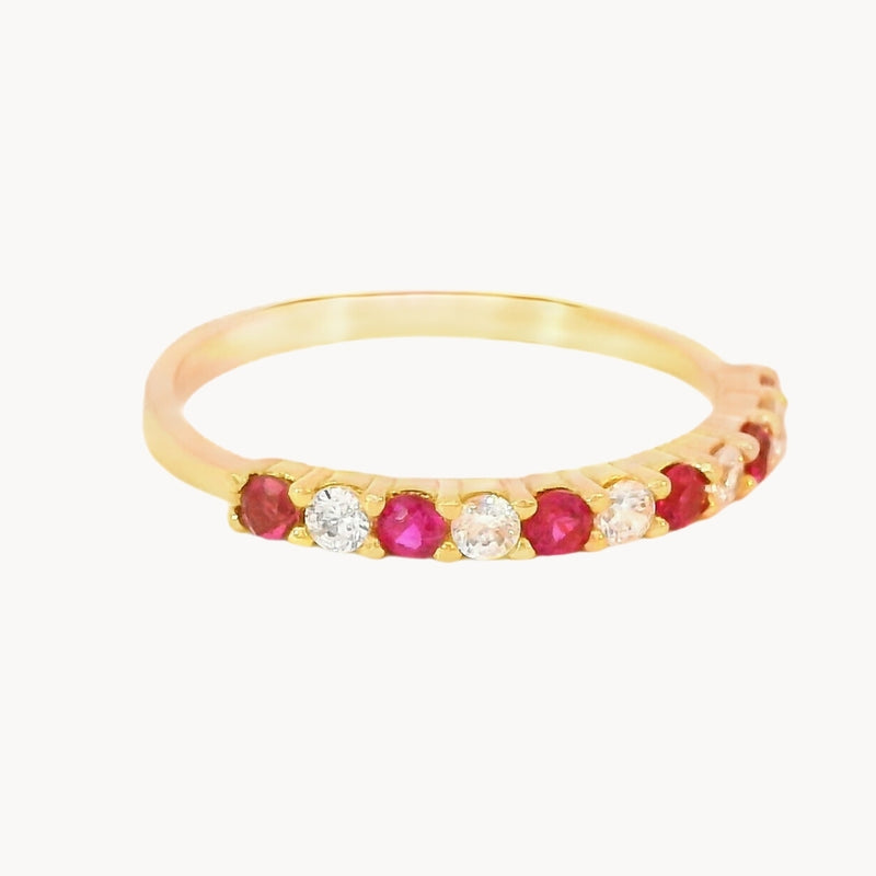 ANILLO CARRIL CON CIRCONITAS ROJAS Y BLANCAS CARYS