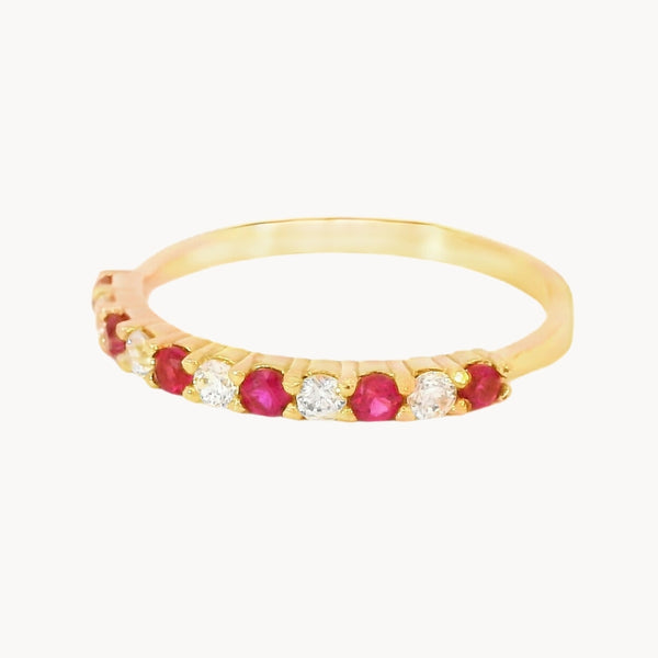 ANILLO CARRIL CON CIRCONITAS ROJAS Y BLANCAS CARYS