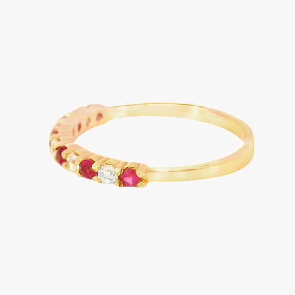 ANILLO CARRIL CON CIRCONITAS ROJAS Y BLANCAS CARYS