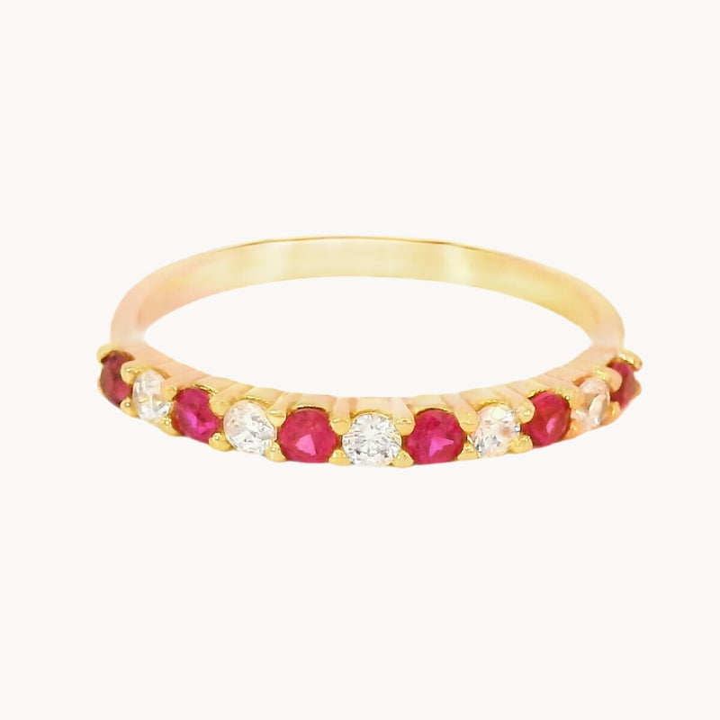 ANILLO CARRIL CON CIRCONITAS ROJAS Y BLANCAS CARYS