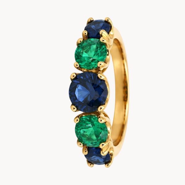 ANILLO ZAFIROS Y CUARZOS VERDES ALTERNOS