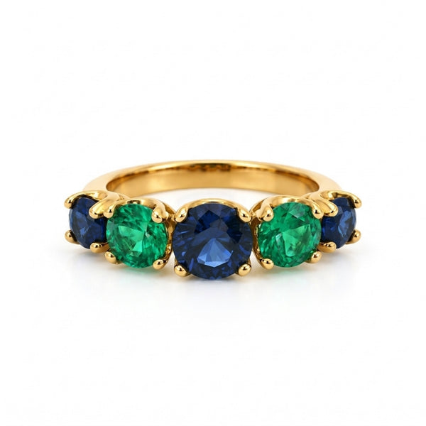 ANILLO ZAFIROS Y CUARZOS VERDES ALTERNOS