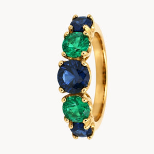 ANILLO ZAFIROS Y CUARZOS VERDES ALTERNOS
