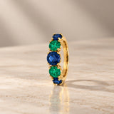 ANILLO ZAFIROS Y CUARZOS VERDES ALTERNOS