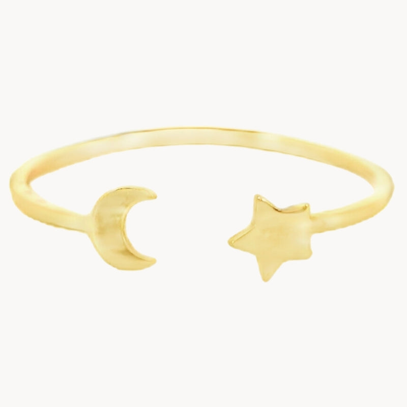 ANILLO ABIERTO LUNA Y ESTRELLA LINA
