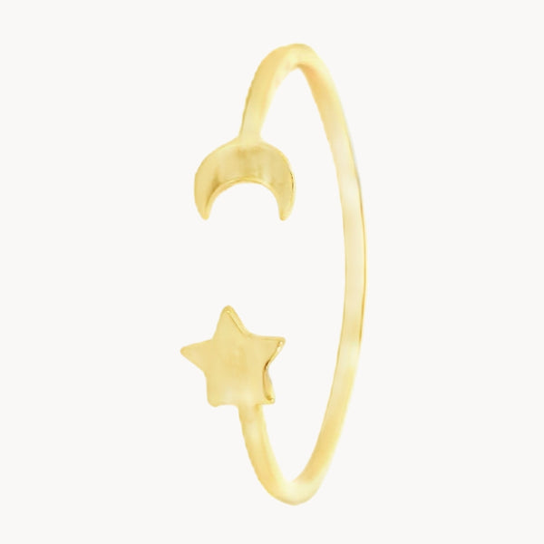 ANILLO ABIERTO LUNA Y ESTRELLA LINA