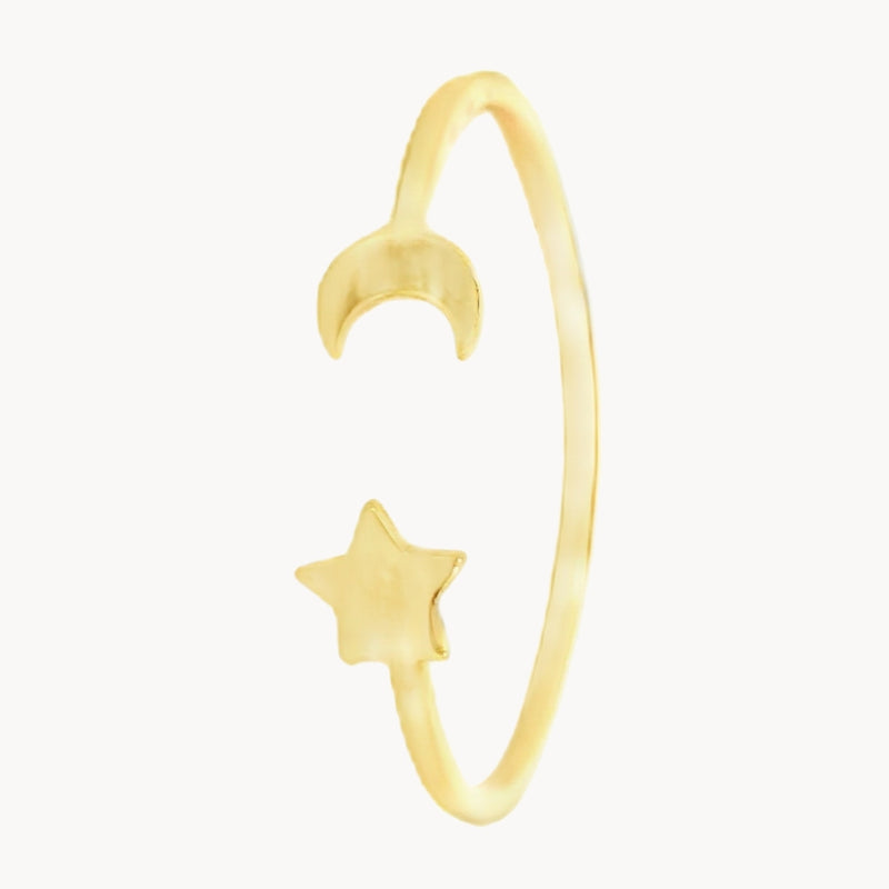 ANILLO ABIERTO LUNA Y ESTRELLA LINA