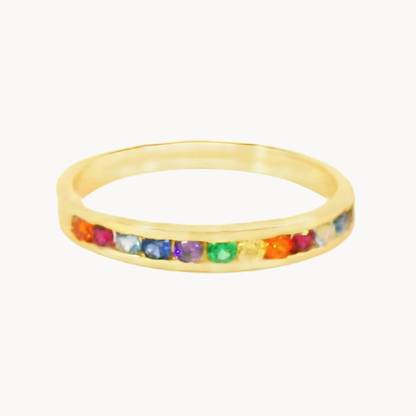 ANILLO CARRIL CON CIRCONITAS DE COLOR POLA