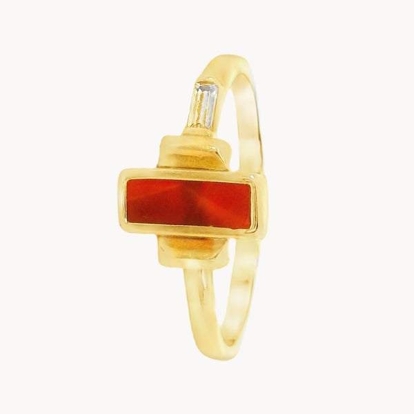 ANILLO AGATA ROJA Y CIRCONITA MEI