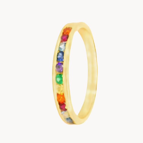 ANILLO CARRIL CON CIRCONITAS DE COLOR POLA