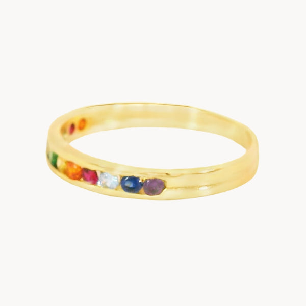 ANILLO CARRIL CON CIRCONITAS DE COLOR POLA