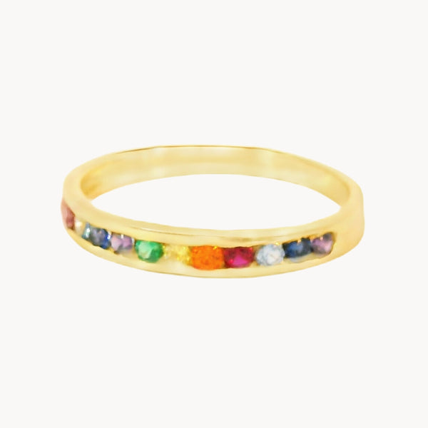 ANILLO CARRIL CON CIRCONITAS DE COLOR POLA