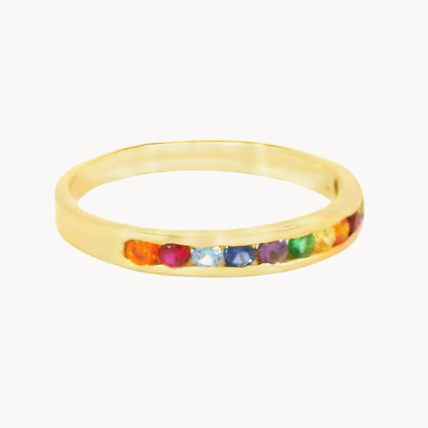 ANILLO CARRIL CON CIRCONITAS DE COLOR POLA