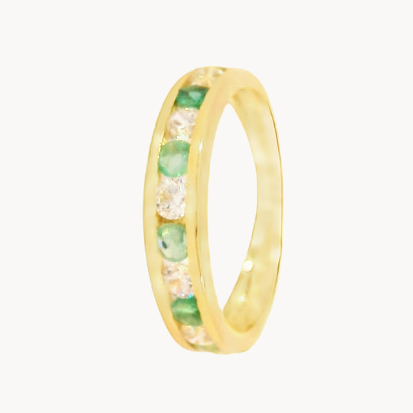 ANILLO ESMERALDAS Y CIRCONITAS BLANCAS FRANZI