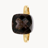 ANEL COM QUARTZO FUMADO DE CORTE ALMOFADA
