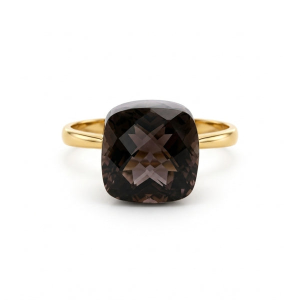 ANILLO CON CUARZO FUME TALLA CUSHION