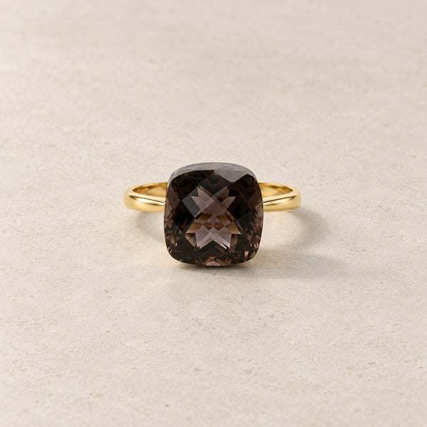 ANILLO CON CUARZO FUME TALLA CUSHION