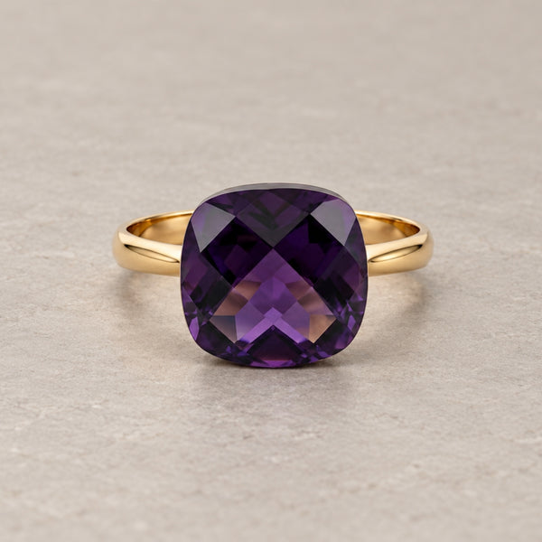 ANILLO CON AMATISTA TALLA CUSHION