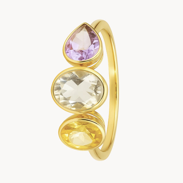 ANILLO CON TOPACIO VERDE, CITRINO Y AMATISTA JESS