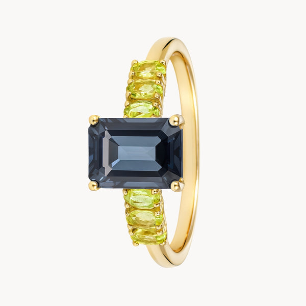 ANILLO TOPACIO LONDON BLUE Y OLIVINO DORA HALLIE