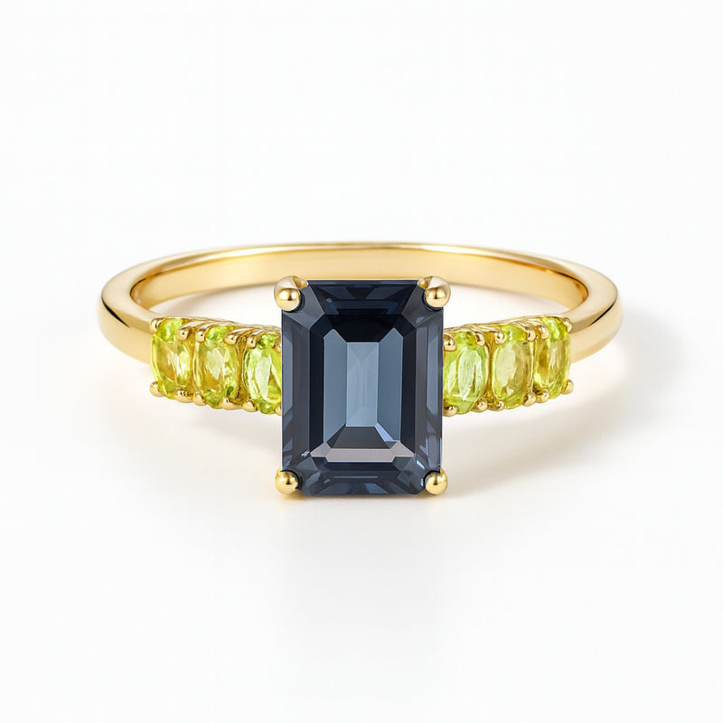ANILLO TOPACIO LONDON BLUE Y OLIVINO DORA HALLIE