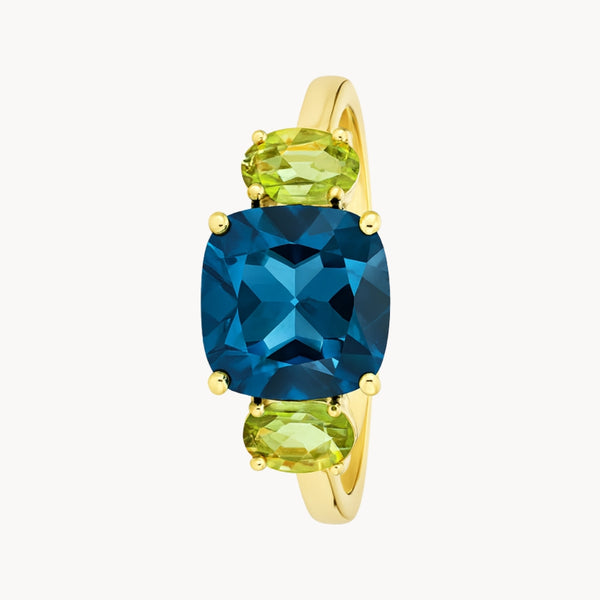 ANILLO TOPACIO LONDON BLUE Y OLIVINO ELSIE