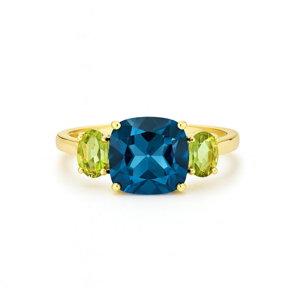 ANILLO TOPACIO LONDON BLUE Y OLIVINO ELSIE